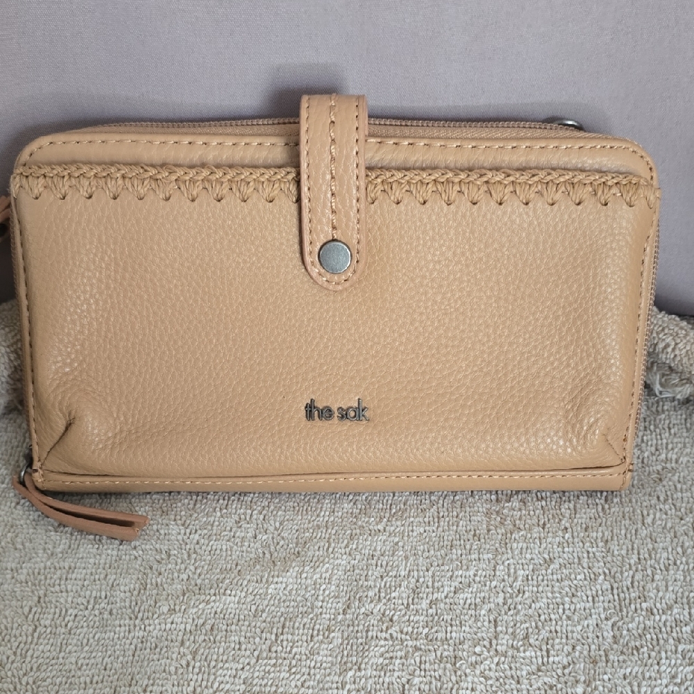 The Sak Tan Leather Zip & Snap Wallet